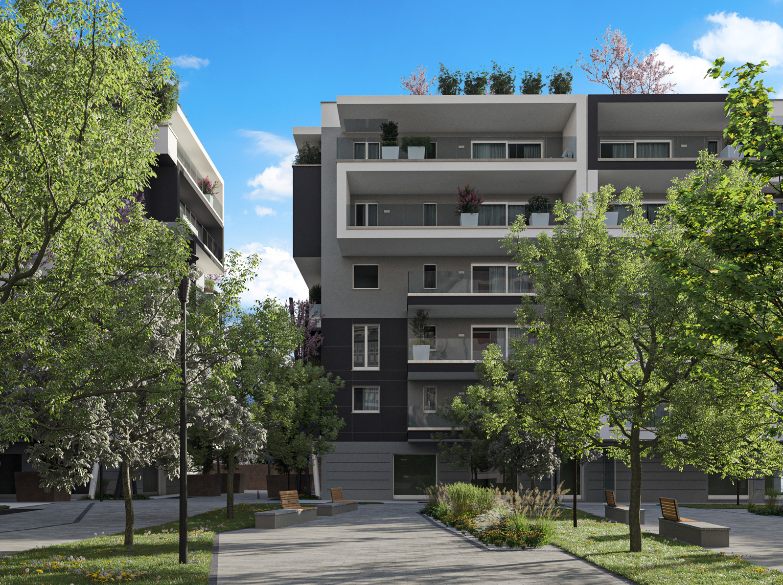 Render Esterno del Progetto Residenziale Tower Santa Caterina Render Esterno Tower Santa Caterina Bergamo